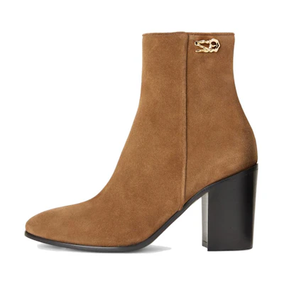 (W) Giuseppe Zanotti Short Boots 'Brown Velvet Zip Chunky Heel'