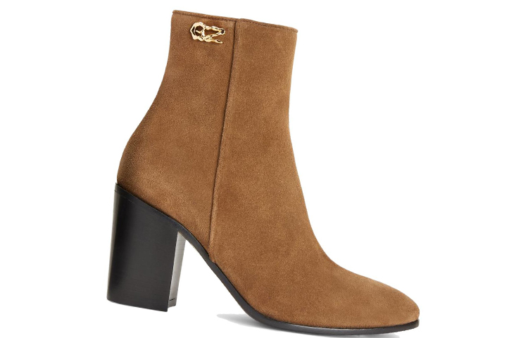 (W) Giuseppe Zanotti Short Boots 'Brown Velvet Zip Chunky Heel' 圖 2