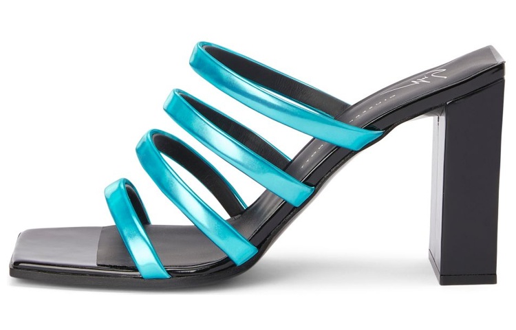 (W) Giuseppe Zanotti Slip-On Chunky Heel Fashion Slide 'Shanghai Blue-Black'