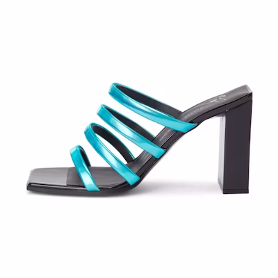 (W) Giuseppe Zanotti Slip-On Chunky Heel Fashion Slide 'Shanghai Blue-Black'