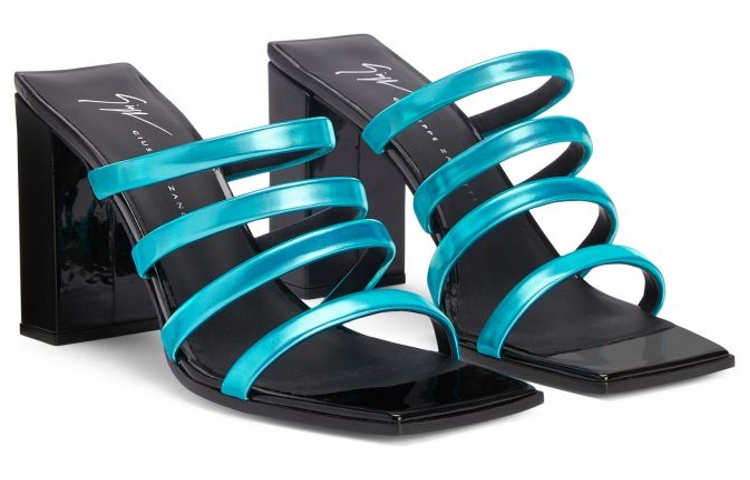 (W) Giuseppe Zanotti Slip-On Chunky Heel Fashion Slide 'Shanghai Blue-Black' 圖 2