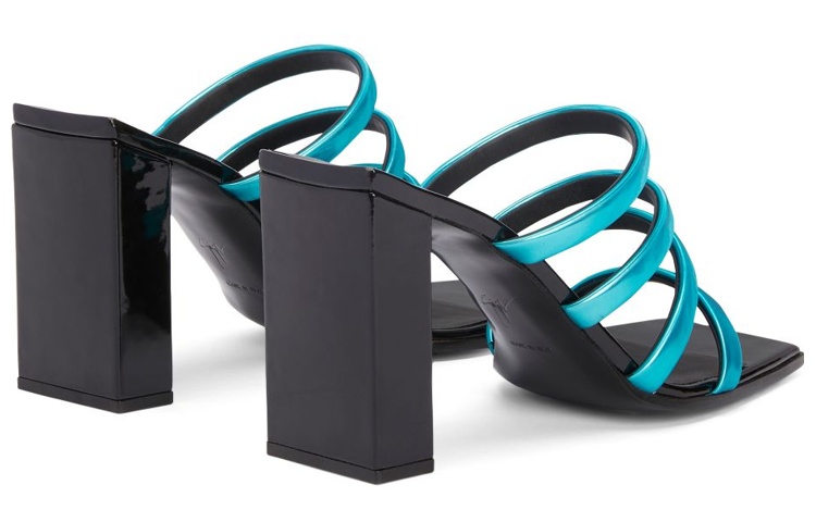 (W) Giuseppe Zanotti Slip-On Chunky Heel Fashion Slide 'Shanghai Blue-Black' 圖 3