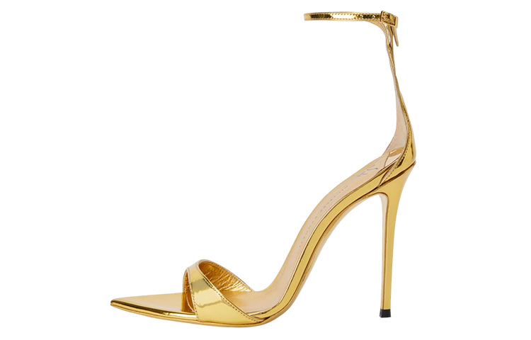 (W) Giuseppe Zanotti Stiletto Heel Slipper 'Gold Buckle Peep Toe'