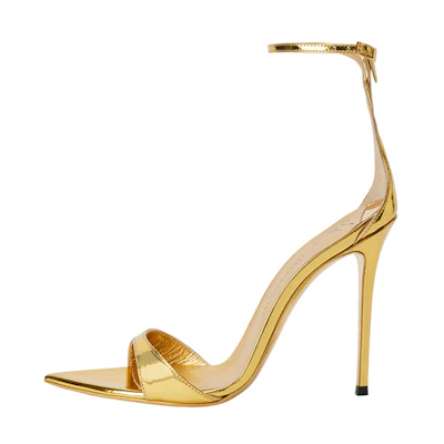 (W) Giuseppe Zanotti Stiletto Heel Slipper 'Gold Buckle Peep Toe'