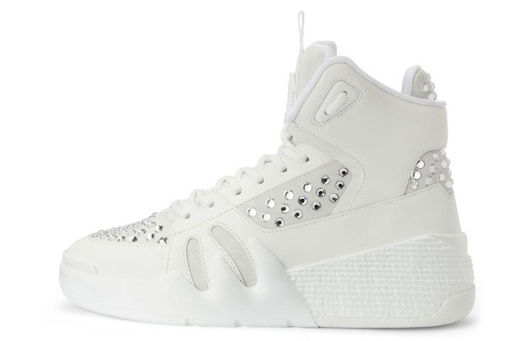 (W) Giuseppe Zanotti Talon High-Top 'White Leather Velvet Lace-Up'
