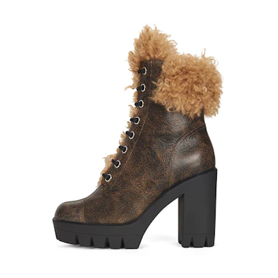 (W) Giuseppe Zanotti Tonix Winter 'Cracked Leather Lace-Up Biker Boot Cigar Brown'