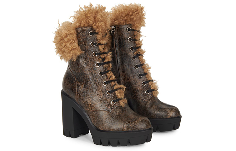 Lookbook (Women) Giuseppe Zanotti Tonix Winter 'Cracked Leather Lace-Up Biker Boot Cigar Brown' I170003003