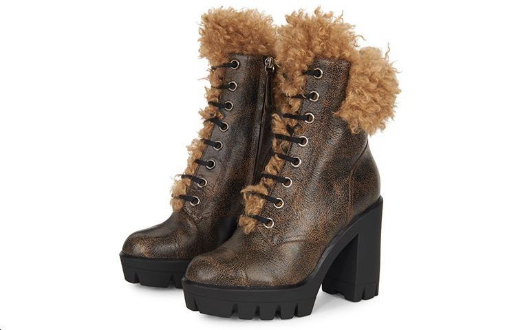 Shop (Women) Giuseppe Zanotti Tonix Winter 'Cracked Leather Lace-Up Biker Boot Cigar Brown' I170003003