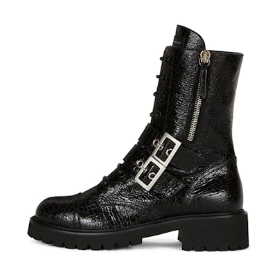 (W) Giuseppe Zanotti Urban Biker 'Black Cracked Leather'