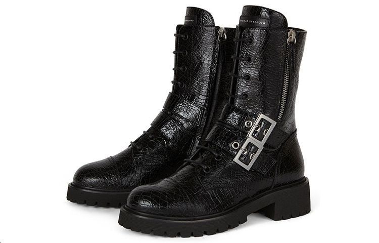 Lookbook (Women) Giuseppe Zanotti Urban Biker 'Black Cracked Leather' I170013001