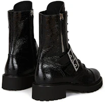 Purchase Giuseppe Zanotti 都市騎士 破裂紋皮革綁帶機車靴 女款 黑色