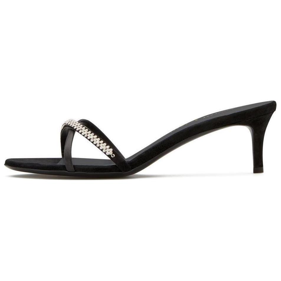 (Women) Giuseppe Zanotti Velvet Open Toe High Heel Slide 'Black' E000026002