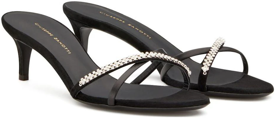 (Women) Giuseppe Zanotti Velvet Open Toe High Heel Slide 'Black' E000026002 Order (Women) Giuseppe Zanotti Velvet Open Toe High Heel Slide 'Black' E000026002