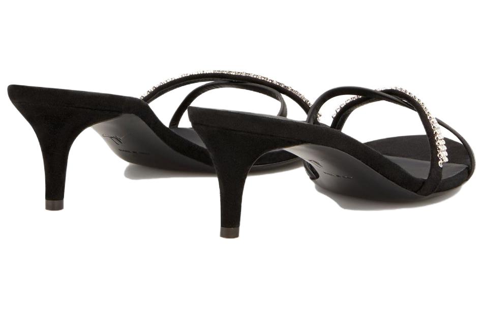 Lookbook (Women) Giuseppe Zanotti Velvet Open Toe High Heel Slide 'Black' E000026002