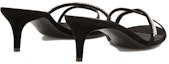 Lookbook (W) Giuseppe Zanotti Velvet Slide Tumit Tinggi 'Hitam' Terbuka Depan E000026002