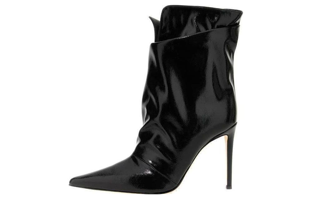 (W) Giuseppe Zanotti Yunah 'Black Leather Pointed-Toe Booties'