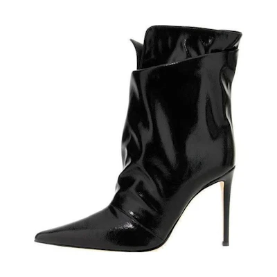 (W) Giuseppe Zanotti Yunah 'Black Leather Pointed-Toe Booties'