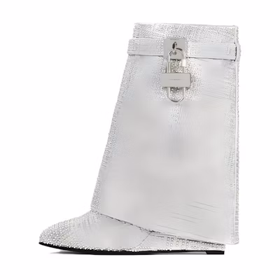 (W) Givenchy 4G Shark Lock Satin Boots 'Silver Studs and Rhinestones'