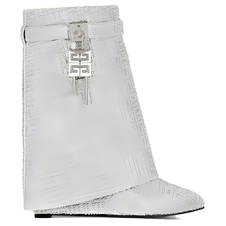 (W) Givenchy 4G Shark Lock Satin Boots 'Silver Studs and Rhinestones' 圖 2