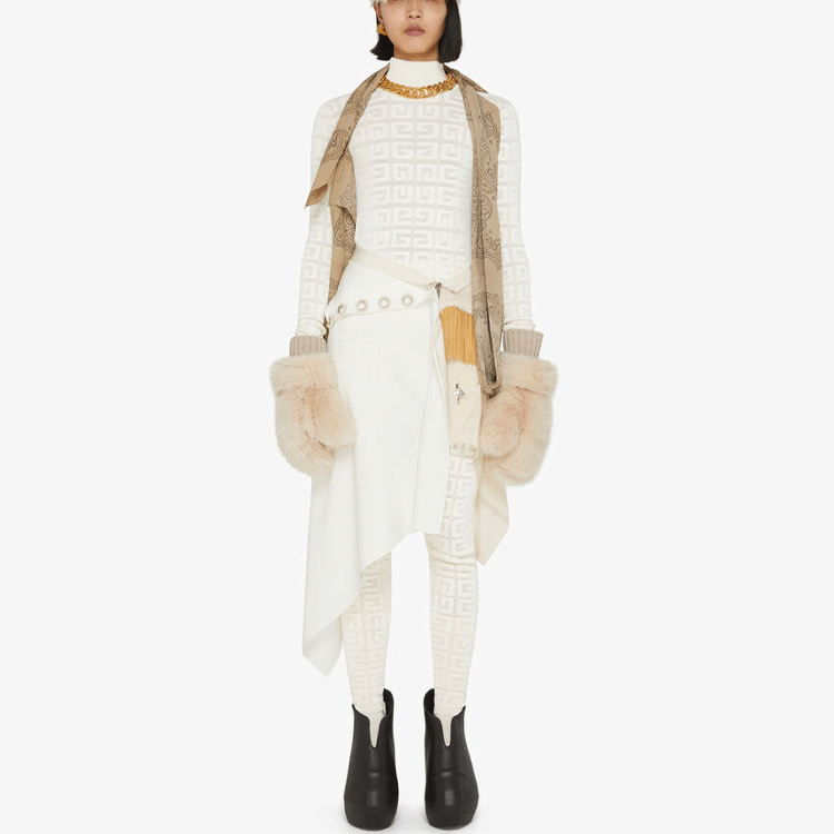 Lookbook (W) 纪梵希4G高领套头毛衣 女士奶白色 BW90DK4ZAQ-130