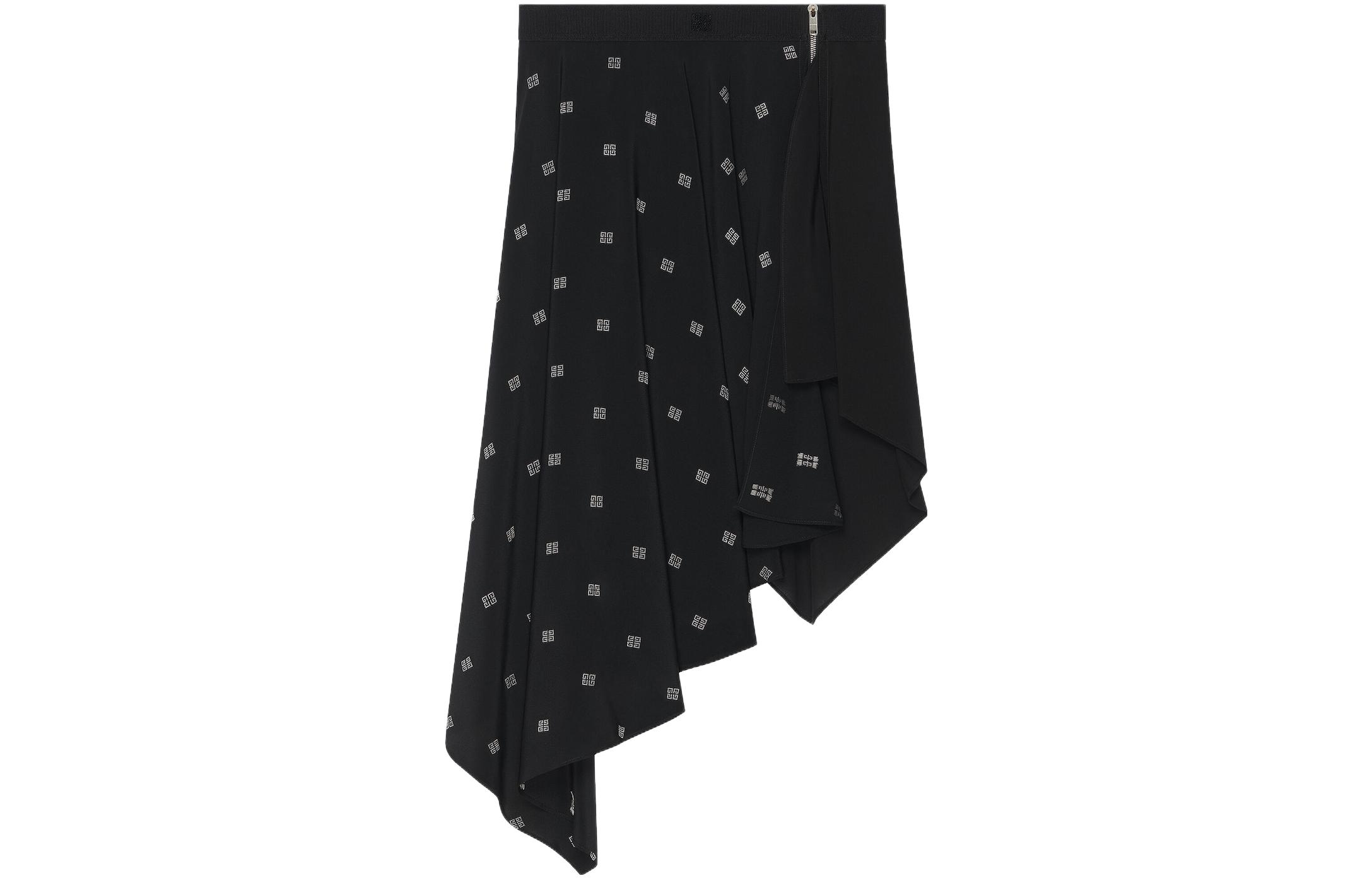 (Women) Givenchy  Black Asymmetrical Printed Mini Skirt Casual Wear. BW40QY14W4-008