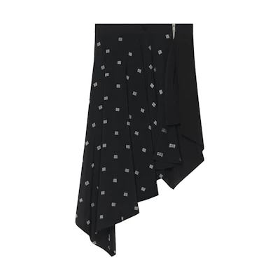 (Women) Givenchy Black Asymmetrical Printed Mini Skirt Casual Wear. BW40QY14W4-008