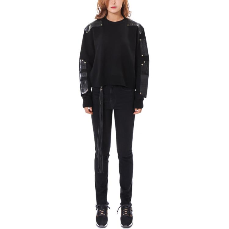 Lookbook (W) Givenchy Crewneck Hitam Sweatshirt Lengan Panjang Warna Polos. 16I7816512-001