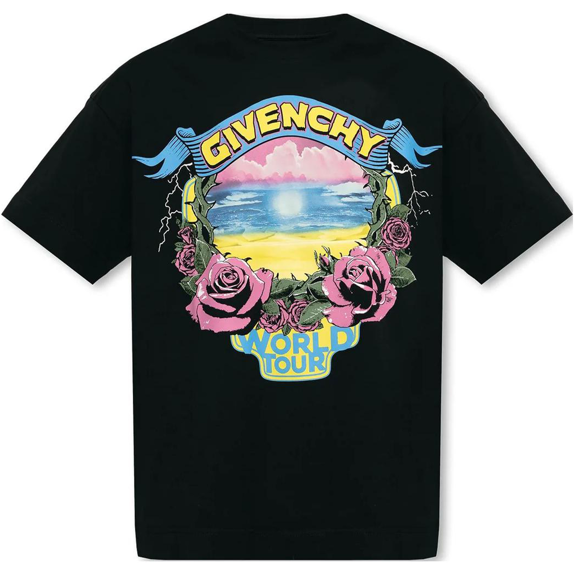 Buy (Women) Givenchy  Black Graphic Print Crewneck Short Sleeve T-Shirt BM71JA3YJ7-001