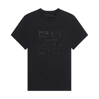 (Women) Givenchy Black Logo Floral Embroidered Crewneck T-Shirt. BW707ZG1K0-075