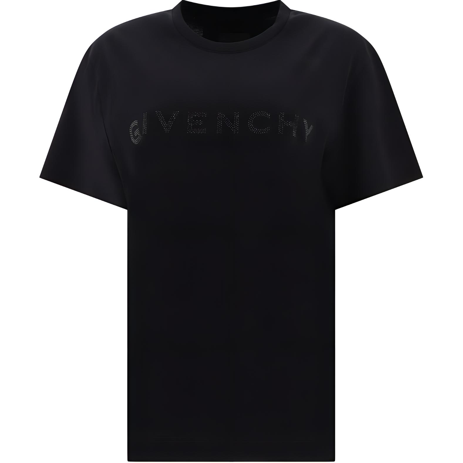 (Women) GIVENCHY  Black Solid Color Round Neck Loose Fit Short Sleeve T-Shirt BW707Z3YGQ-001