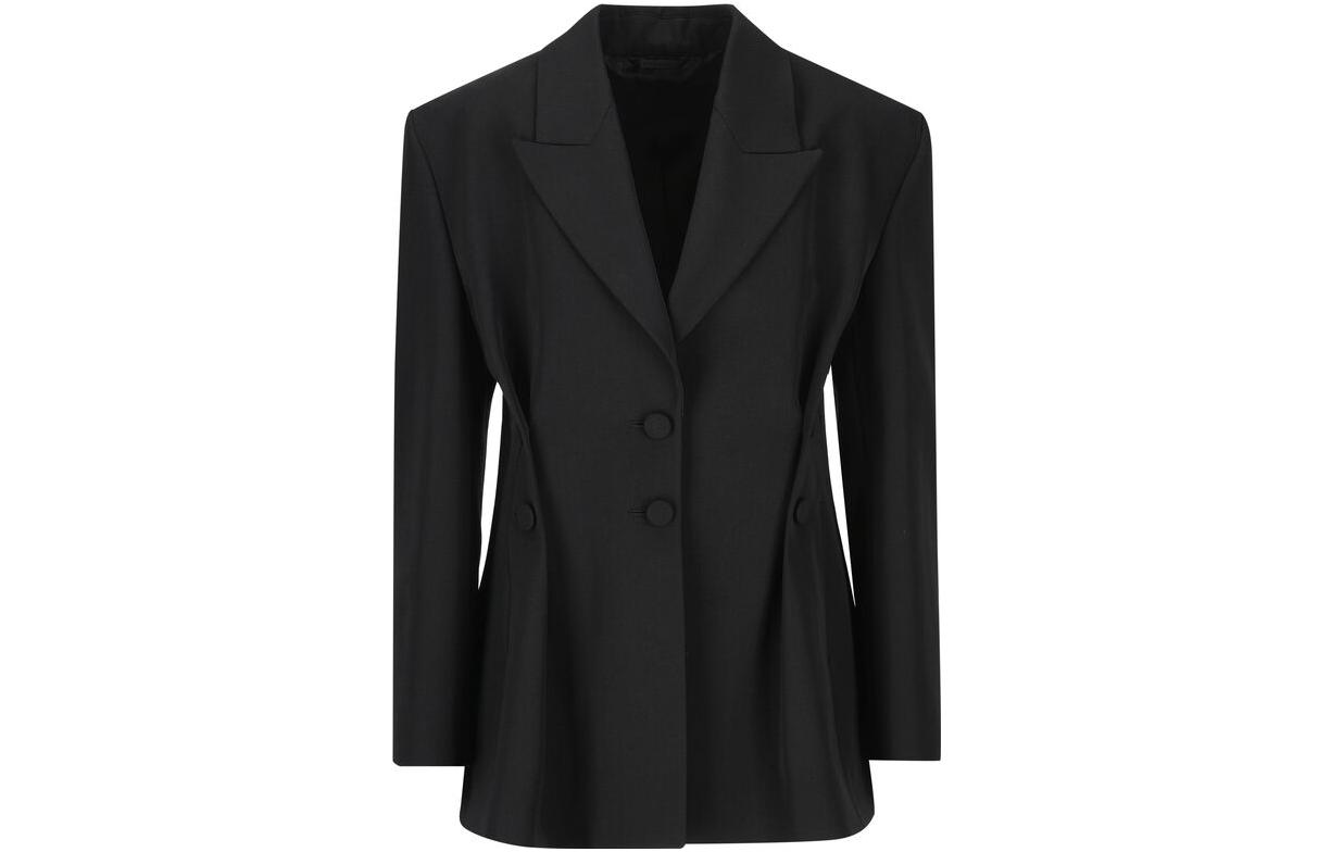 Order (W) 지방시 블랙 솔리드 싱글 브레스티드 테일러드 블레이저 재킷. BW30H113PW-001