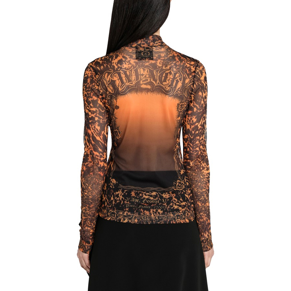 Shop (W) 지방시 플레임 프린트 오렌지 긴팔 티셔츠 BW70913Z5M-960