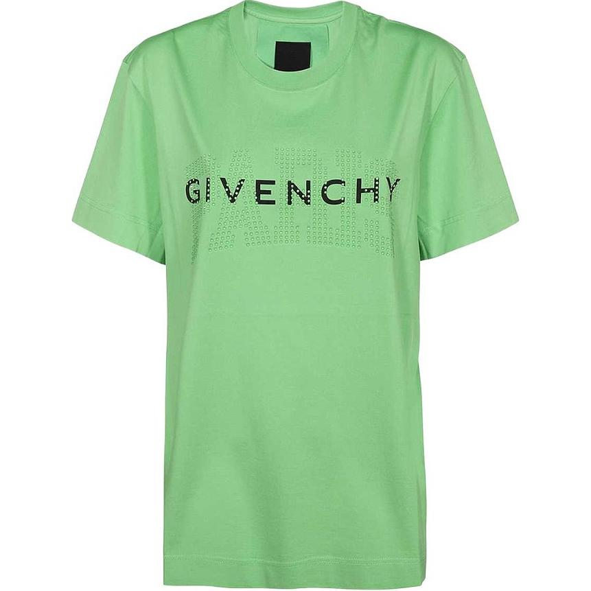 (Women) GIVENCHY  Green Logo Letter Crewneck Short Sleeve T-Shirt BW707Z3YD3-322