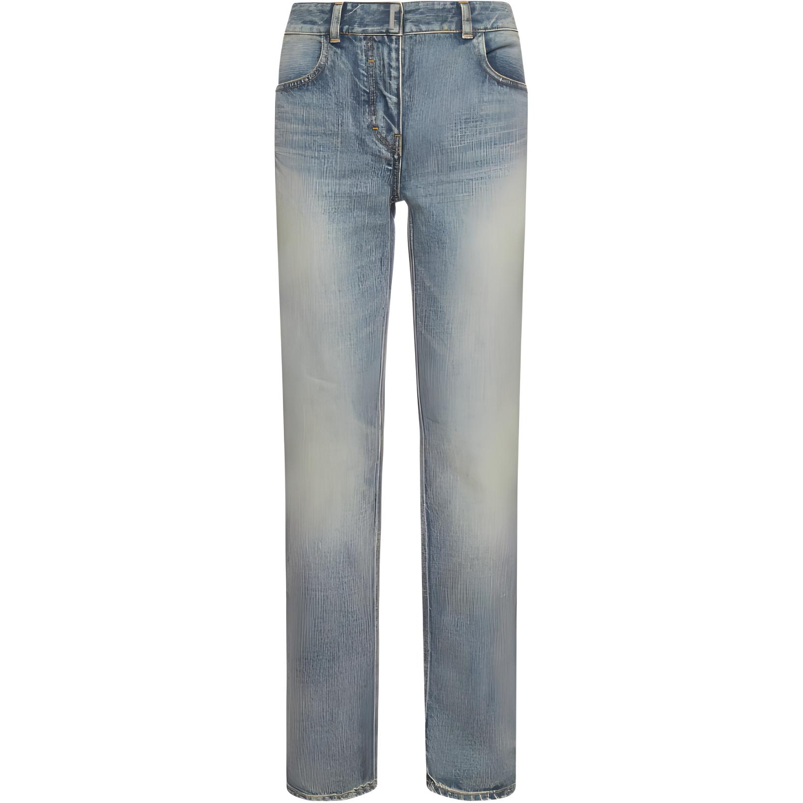 (Women) Givenchy  High-Waisted Washed Blue Denim Jeans. BW50Q550MY-420