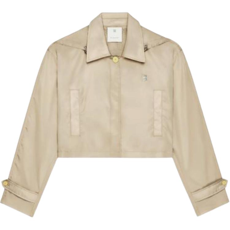(Women) GIVENCHY  Khaki Detachable Hood Fitted Short Jacket. BW00PF15NJ-297