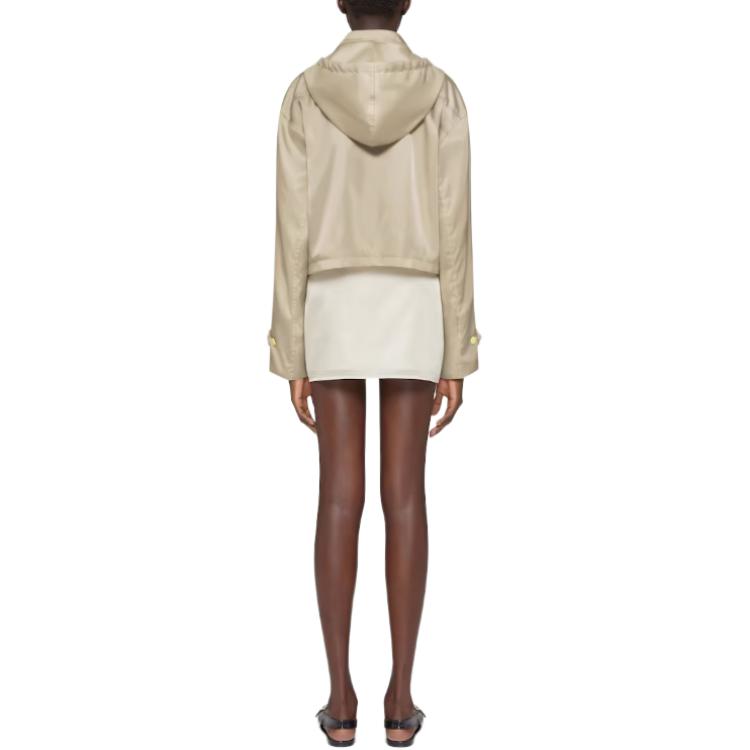 Shop (W) GIVENCHY Chaqueta Corta Ajustada con Capucha Desmontable en Caqui. BW00PF15NJ-297