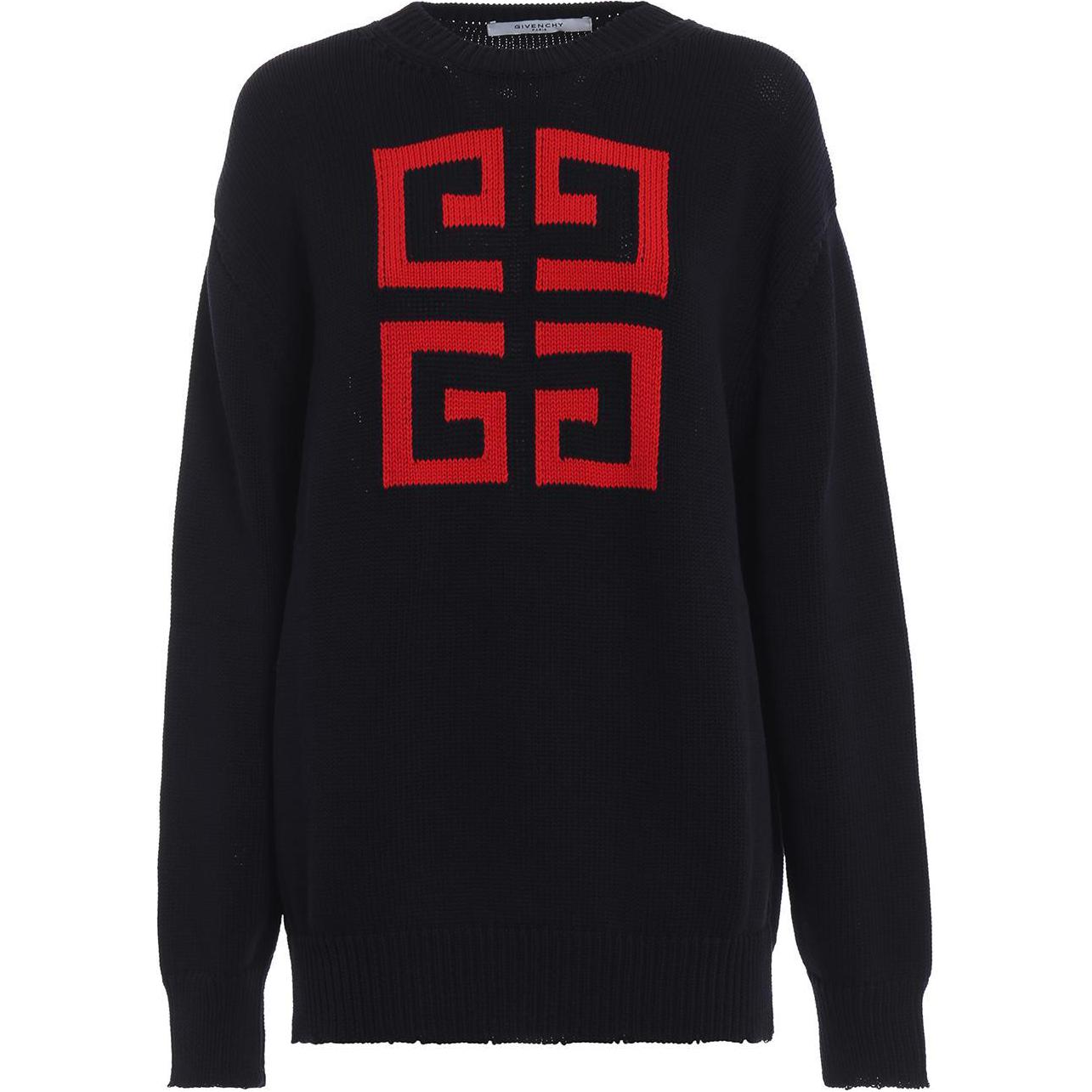 (Women) GIVENCHY  Logo Crewneck Loose Fit Long Sleeve Sweater Black BW903D4Z2E-409