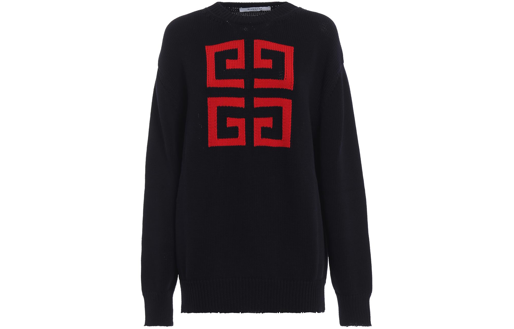 Order (W) GIVENCHY Logo Crewneck Sweater Lengan Panjang Loose Fit Hitam BW903D4Z2E-409