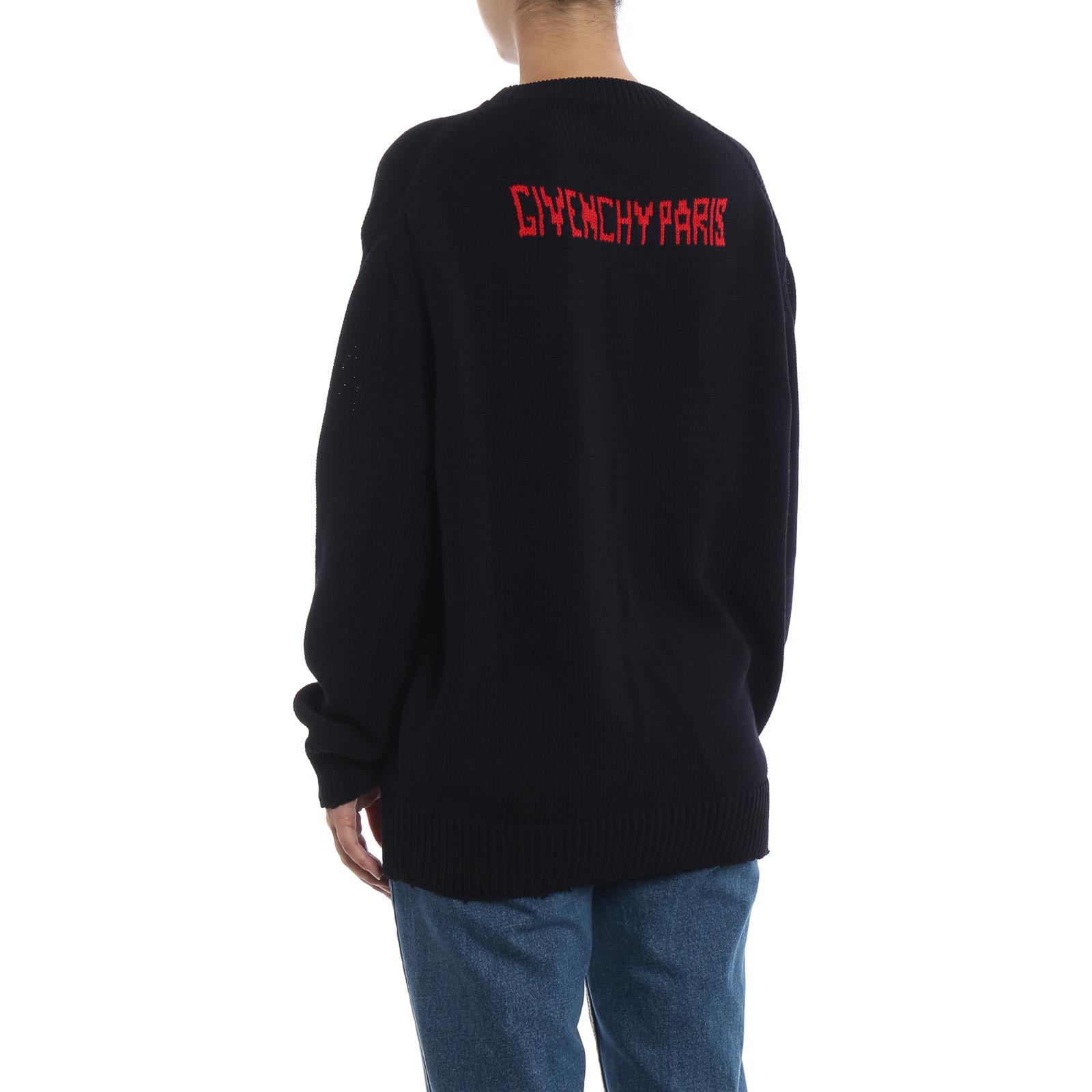 Purchase (W) GIVENCHY Logo Crewneck Sweater Lengan Panjang Loose Fit Hitam BW903D4Z2E-409