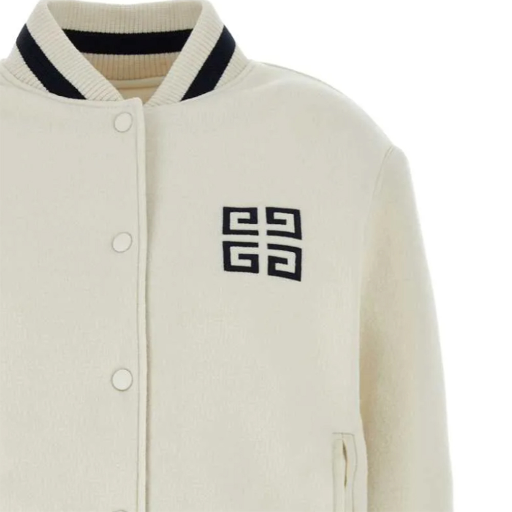 Sizing (W) 지방시 로고 자카드 베이스볼 칼라 자켓 오프 화이트 BW00PM4ZMR-131