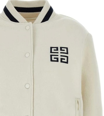 (W) 지방시 로고 자카드 베이스볼 칼라 자켓 오프 화이트 BW00PM4ZMR-131 Sizing (W) 지방시 로고 자카드 베이스볼 칼라 자켓 오프 화이트 BW00PM4ZMR-131