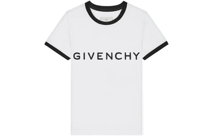 (Women) Givenchy  Logo Print Contrast Trim T-Shirt White FW22 BW70BF3YAC-116