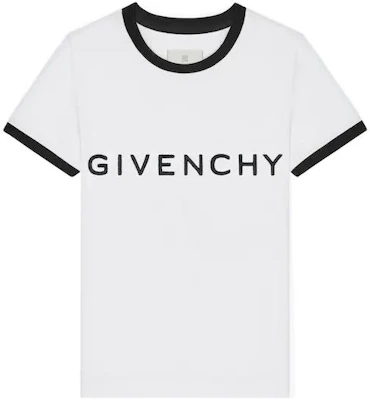 (W) 지방시 로고 프린트 대비 트림 티셔츠 화이트 FW22 BW70BF3YAC-116 Buy (W) 지방시 로고 프린트 대비 트림 티셔츠 화이트 FW22 BW70BF3YAC-116