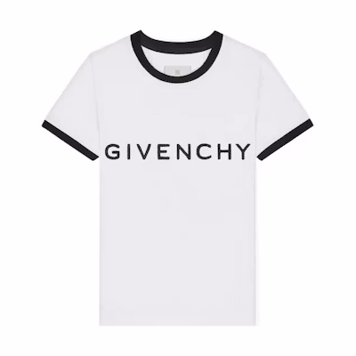 (Women) Givenchy Logo Print Contrast Trim T-Shirt White FW22 BW70BF3YAC-116