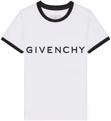 (W) 지방시 로고 프린트 대비 트림 티셔츠 화이트 FW22 BW70BF3YAC-116 Order (W) 지방시 로고 프린트 대비 트림 티셔츠 화이트 FW22 BW70BF3YAC-116