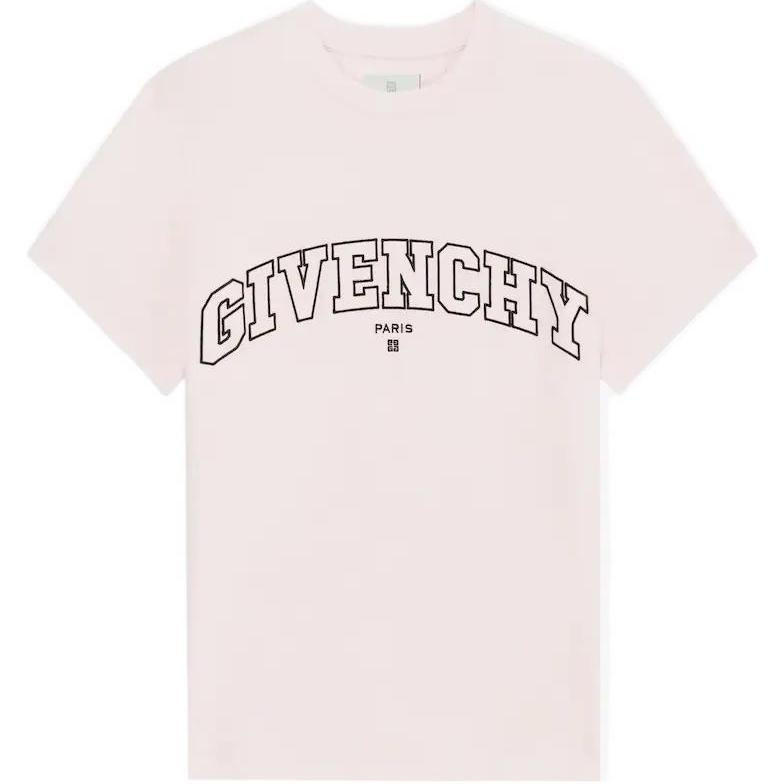 (Women) GIVENCHY  Pink Embroidered Letter Crewneck T-shirt SS22 BW707Z3ZAG-681