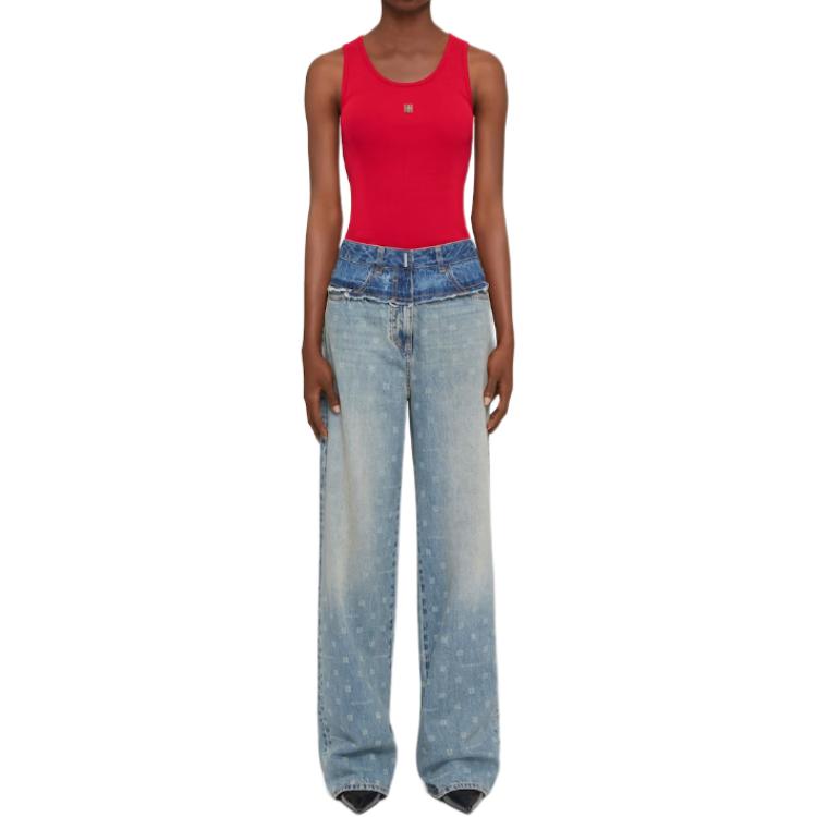 Shop (Women) Givenchy  Red Sleeveless Slim Fit Round Neck Tank Top BW70CH3YHY-640