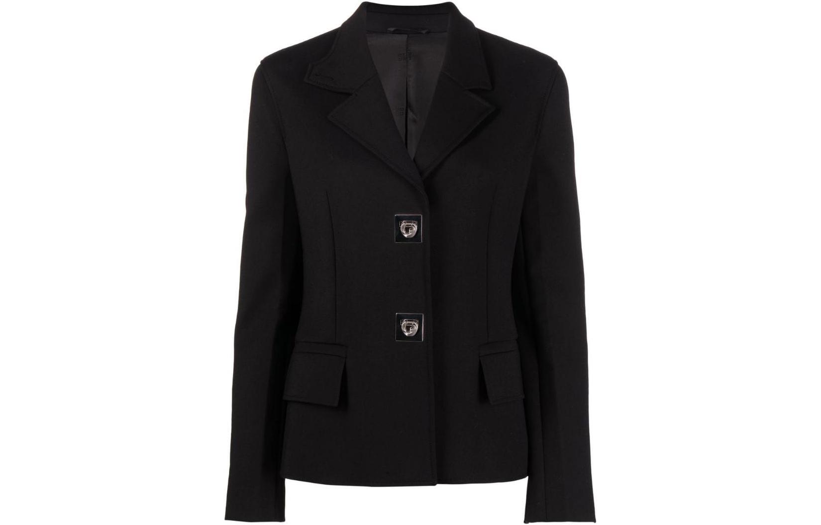 (Women) Givenchy  Single-Breasted Button Long Sleeve Jacket - Black BW30E114B8-001