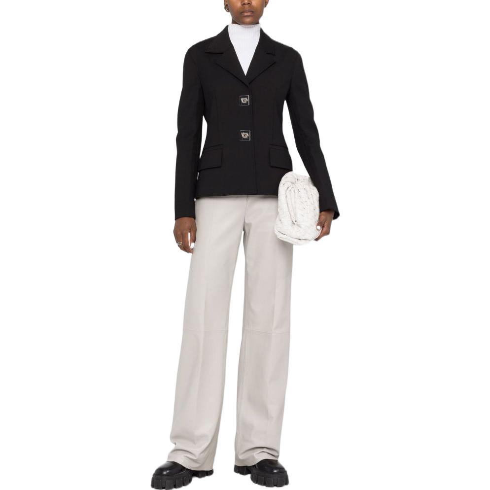 Lookbook (W) 지방시 싱글 브레스티드 버튼 블랙 롱 슬리브 자켓 BW30E114B8-001