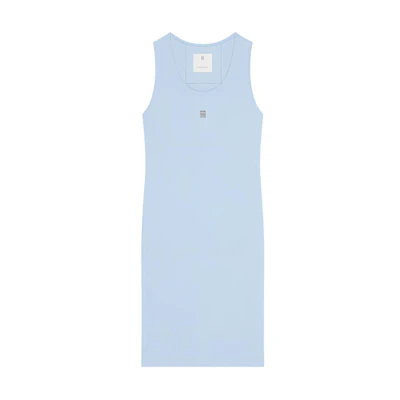 (Women) GIVENCHY Slim Fit Sleeveless Midi Dress with Logo Print in Light Blue. BW21PS3YHY450